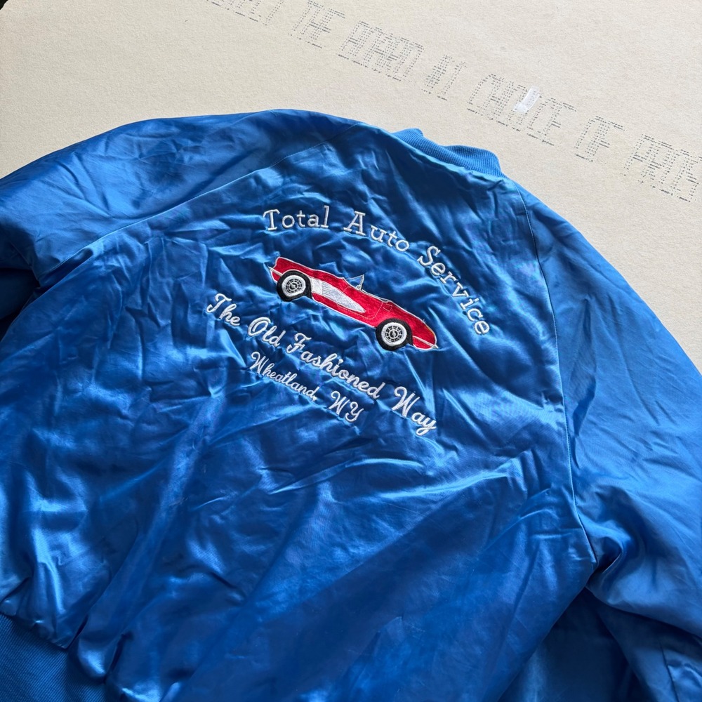 Vintage 80s Westark Total Auto Service Satin Bomber Jacket